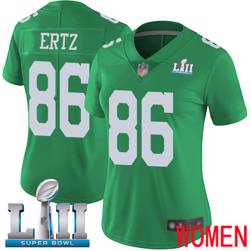 Women Philadelphia Eagles 86 Zach Ertz Limited Green Rush Vapor Untouchable NFL Jersey Super Bowl LII Football